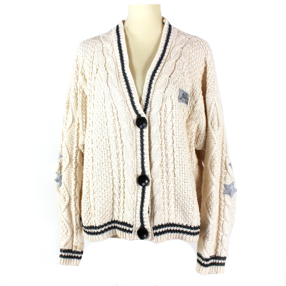 Folklore Album Button Cardigan Taylor Swift Cable Knit Star Sleeve Sweater M/L - Picture 1 of 6